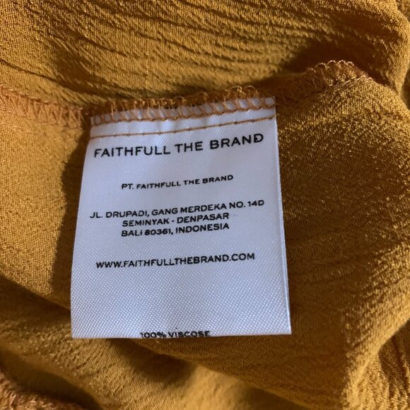 Faithfull The Brand Melia Arwen Tiered Butterscotch USA 8 / Large Midi Dress EUC - Picture 5 of 12